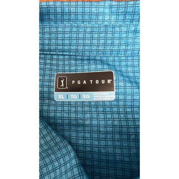 PGA TOUR Pro Series Mens XL Polo Shirt CoolPlay Short Sleeve pattern Blue - Picture 3 of 4